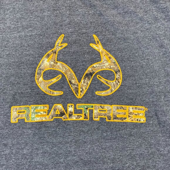 Realtree Mens Logo T-Shirt XL By Antler Creek Gray & Yellow - Picture 3 of 7